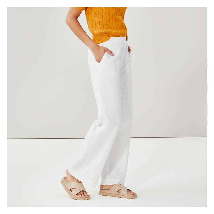 Women's Linen Blend Wide Leg Pant